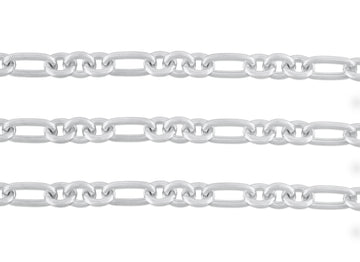 9.9mm 10mm Figaro Chain By The inch  Sterling Silver Necklace Jewelry Riva Ethical Bulk Made in USA, Brooklyn NY