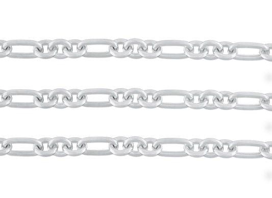 9.9mm 10mm Figaro Chain By The inch  Sterling Silver Necklace Jewelry Riva Ethical Bulk Made in USA, Brooklyn NY