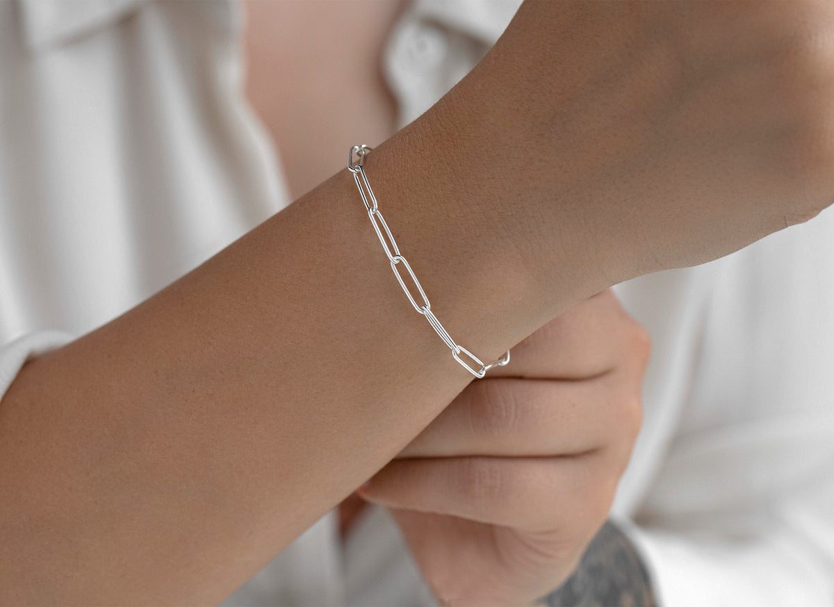 Sterling Silver 3.8mm Rounded Elongated Paper Clip Sterling Silver Chain RIVA Precision 