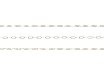 Silver paperclip chain on a white background