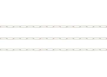 Silver paperclip chain on a white background