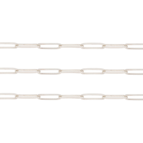 Sterling Silver paperclip chain on a white background