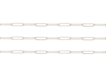 Sterling Silver paperclip chain on a white background