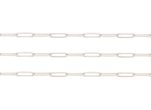 Sterling Silver paperclip chain on a white background