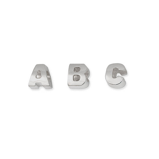 Silver letters 'A', 'B', and 'C' on a white background