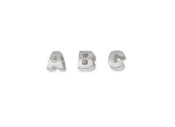 Silver letters 'A', 'B', and 'C' on a white background