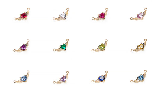 Angel Heart Synthetic Birthstone Connector