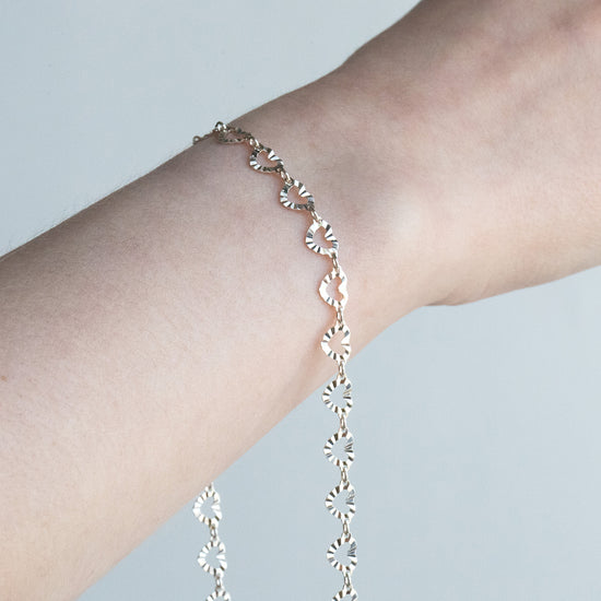 Sterling Silver 8.8mm Hammered Heart Connector Chain RIVA Precision 