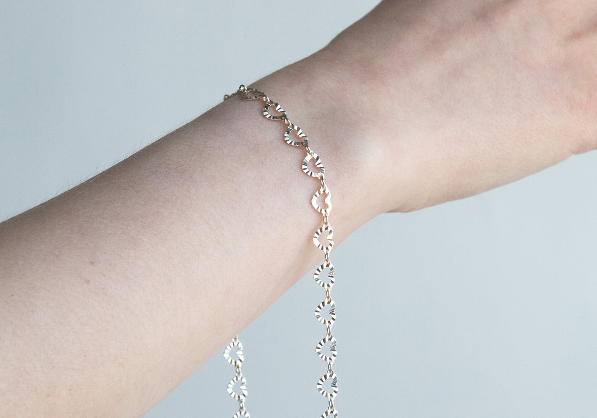 Sterling Silver 8.8mm Hammered Heart Connector Chain RIVA Precision 