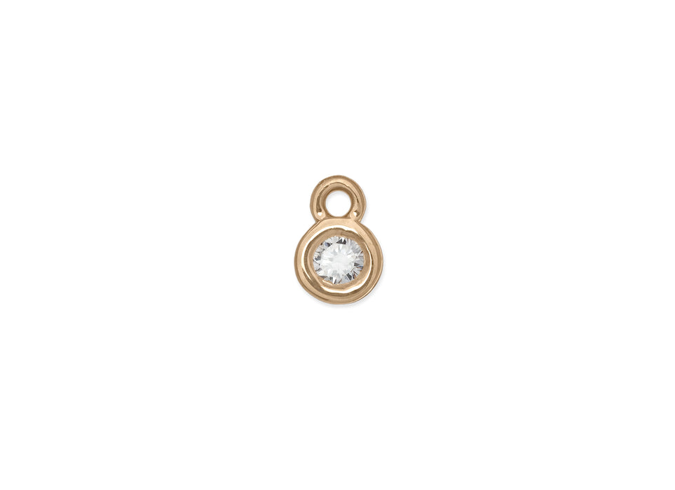 Bezel-Set 2mm Diamond Dangle Charm