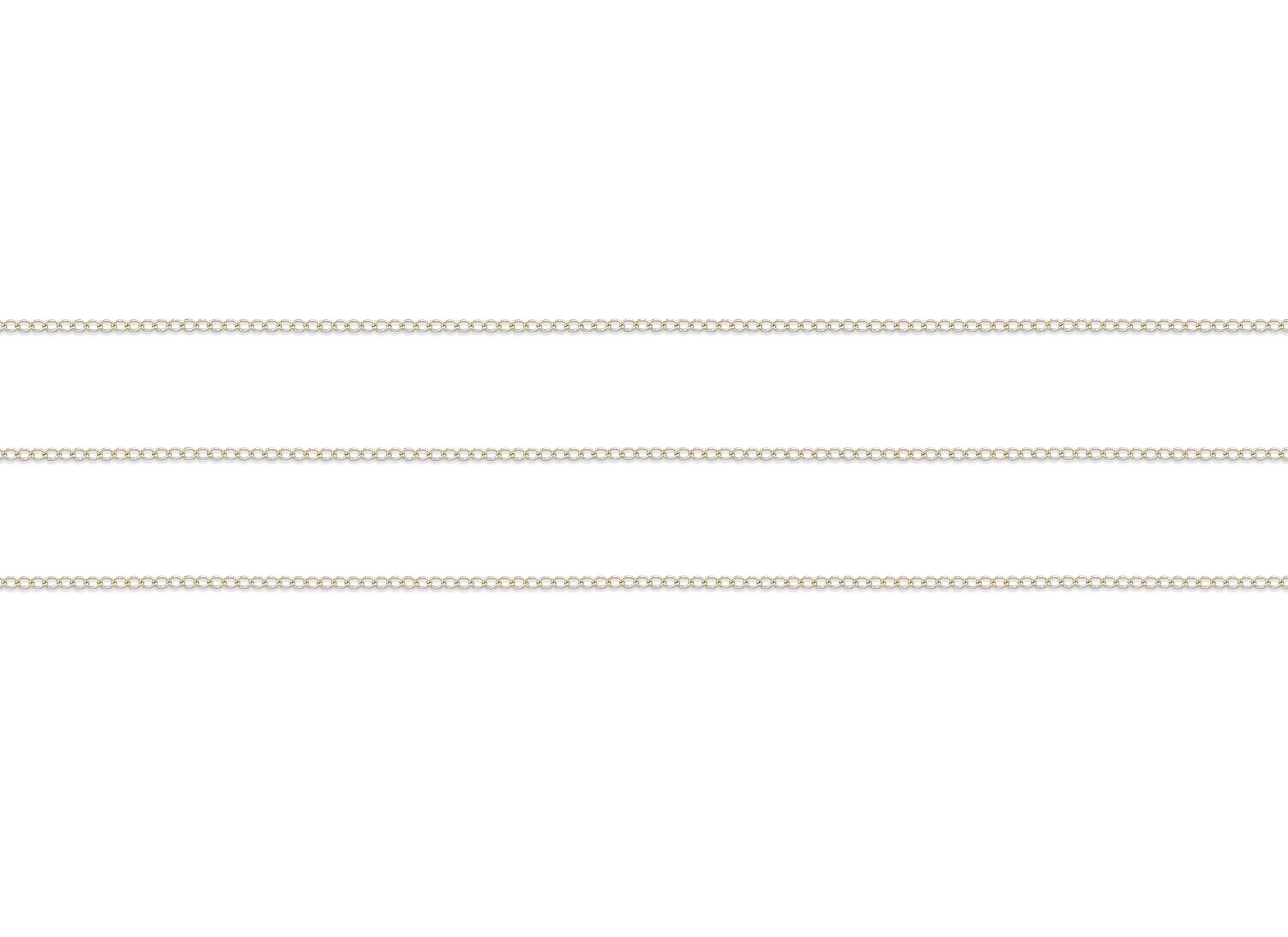 Thin sterling silver curb chain on a white background
