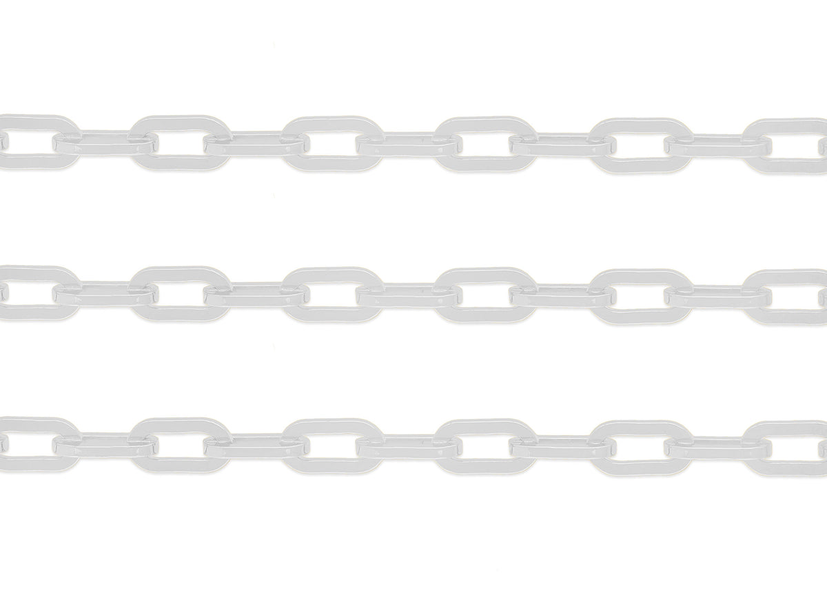 Sterling Silver 6.4mm Flat Paper Clip Chain RIVA Precision