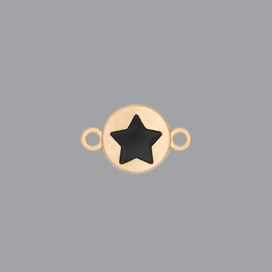 Round emoji connector in gold with a star engraving on gray background