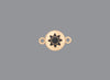 Round emoji connector in gold with a sun engraving on gray background