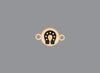 Round emoji connector in gold with a horseshoe engraving on gray background