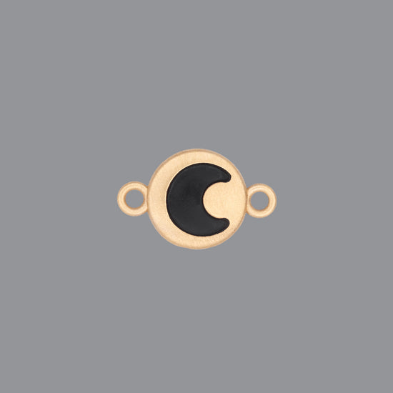 Round emoji connector in gold with a moon engraving on gray background