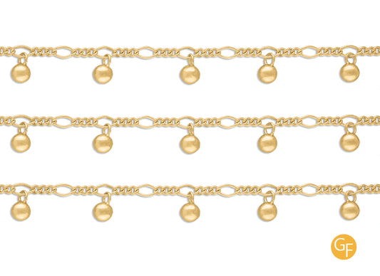 1.45mm Mixed-Link Dangling Satellite Chain By the Inch