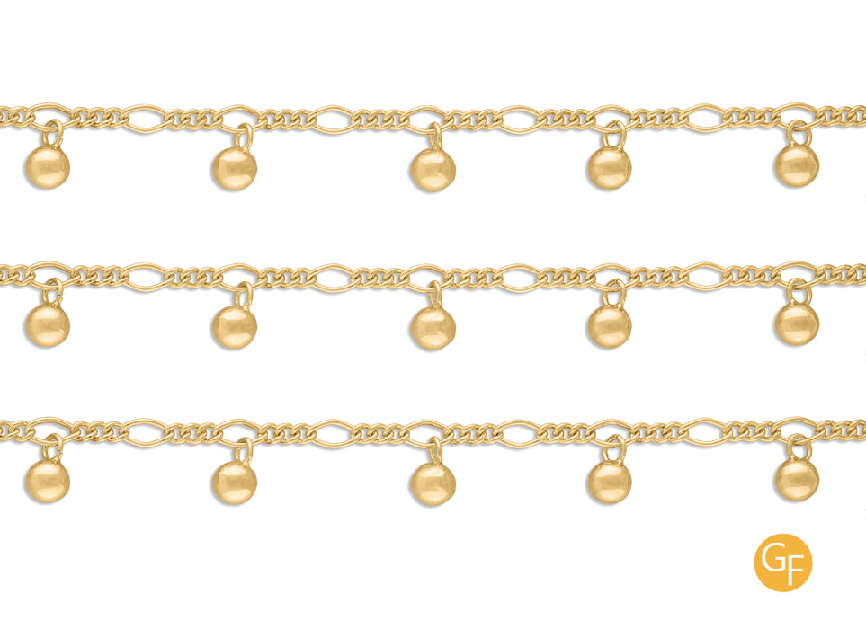 1.45mm Mixed-Link Dangling Satellite Chain By the Inch