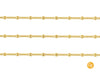 A gold-filled starburst cable chain with hammer textured links on a white background.