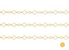 A gold-filled clover mixed link chain featuring multiple links with a clover shape design, displayed against a white background.
