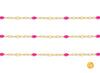 3.6mm Pink Enamel Hammered Link Paper-Clip Chain By the Inch