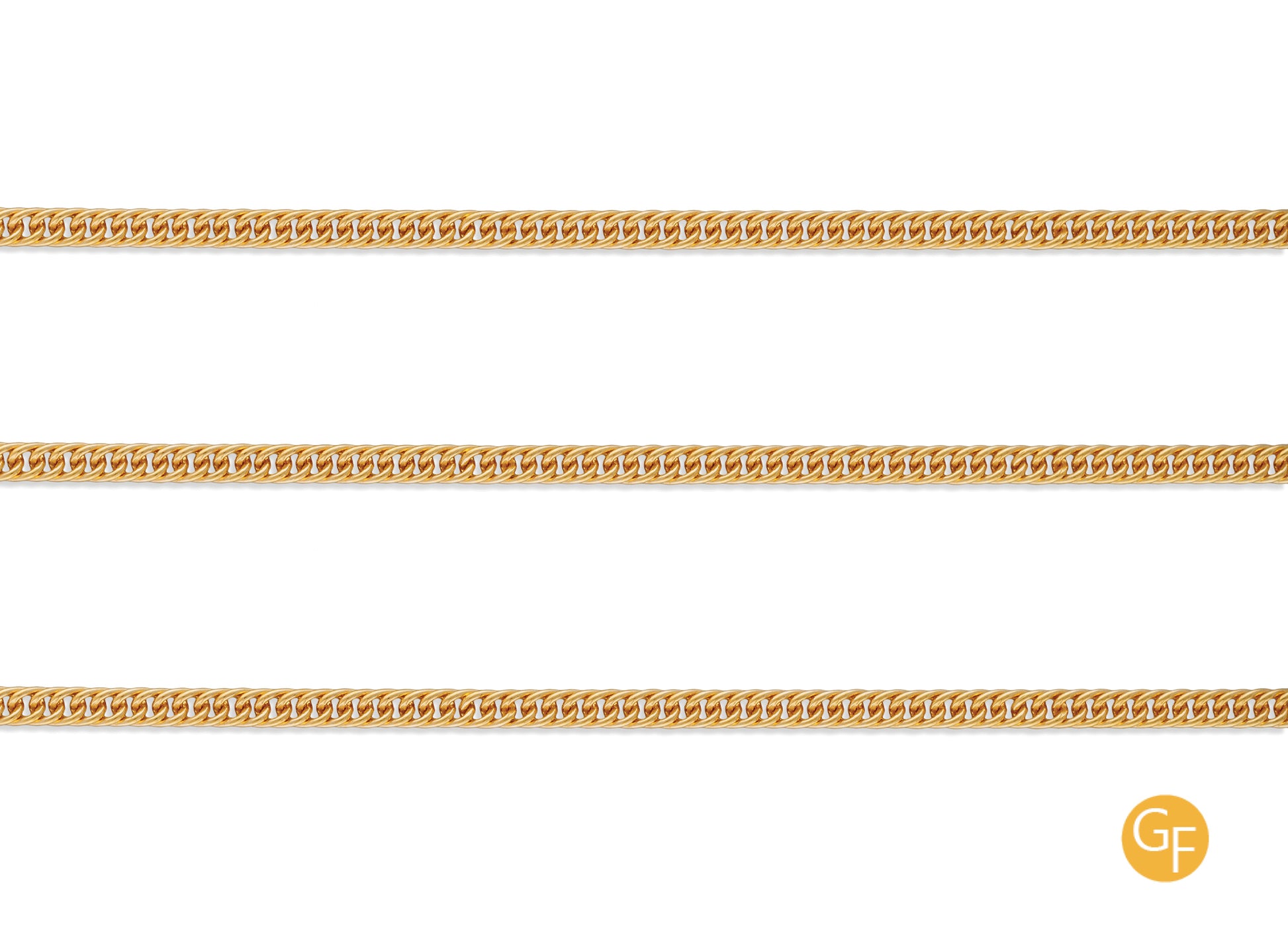 A gold-filled curb chain with bold, interconnected 1.5mm links.