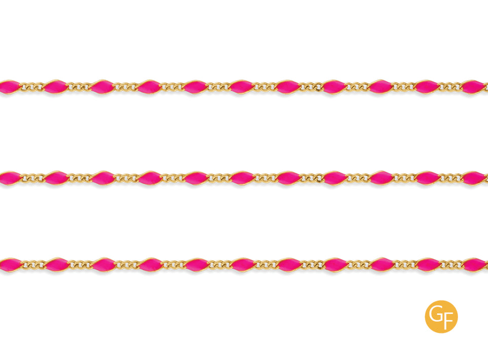 1.97mm Pink Enamel Mixed-Link Chain By the Inch