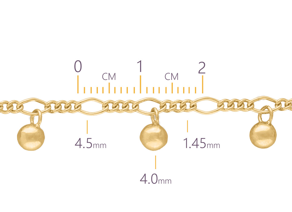 1.45mm Mixed-Link Dangling Satellite Chain By the Inch