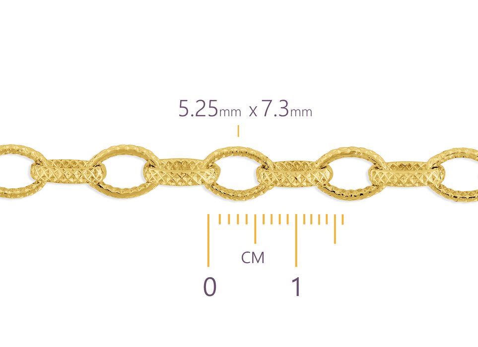 5.25mm Textured Cable Chain By the Inch