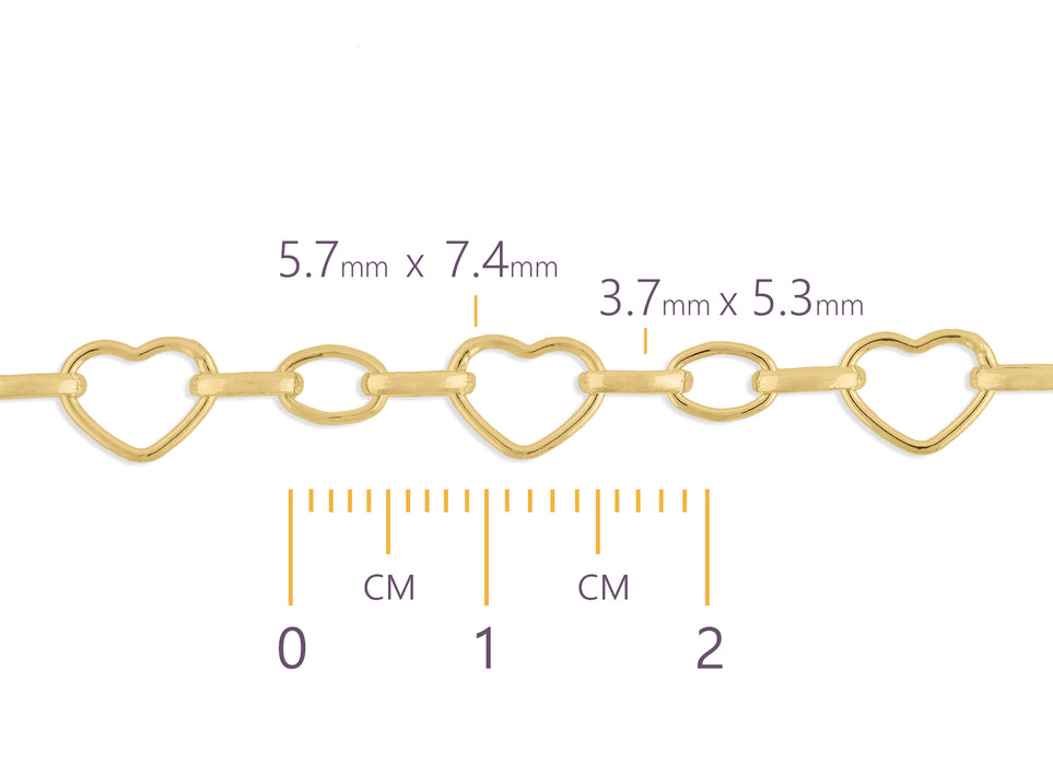 5.70mm Heart Mixed Link Chain By The Inch