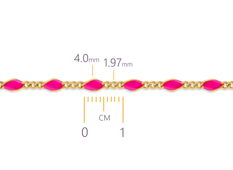 1.97mm Pink Enamel Mixed-Link Chain By the Inch