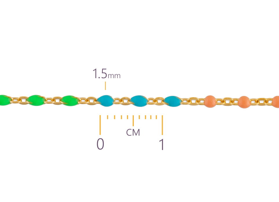 1.55mm Multicolor Enamel Cable Chain By The Inch