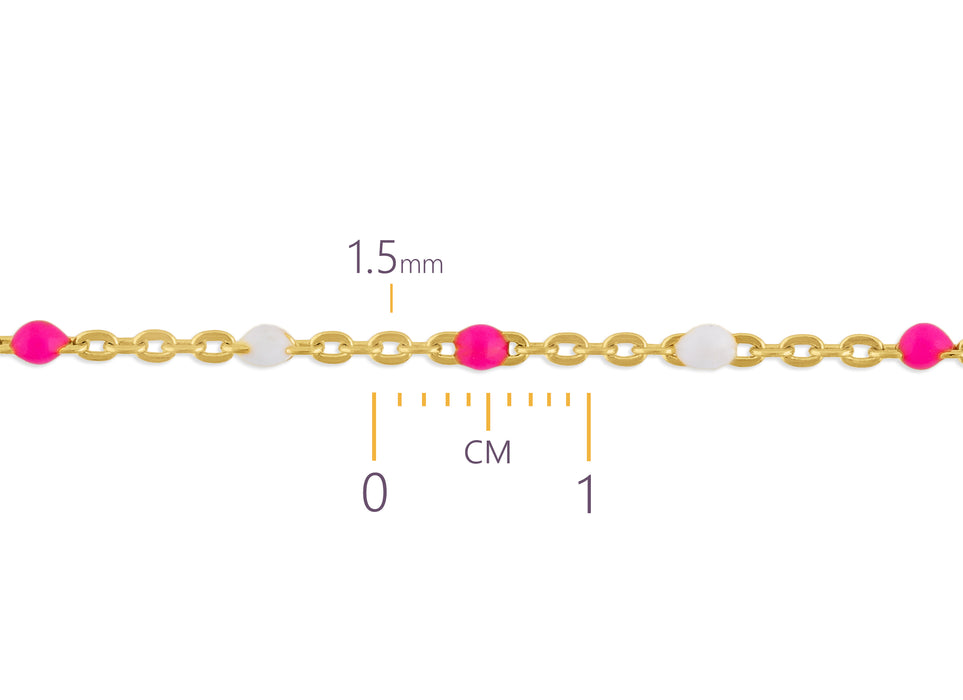 1.55mm Pink & White Enamel Cable Chain By the Inch