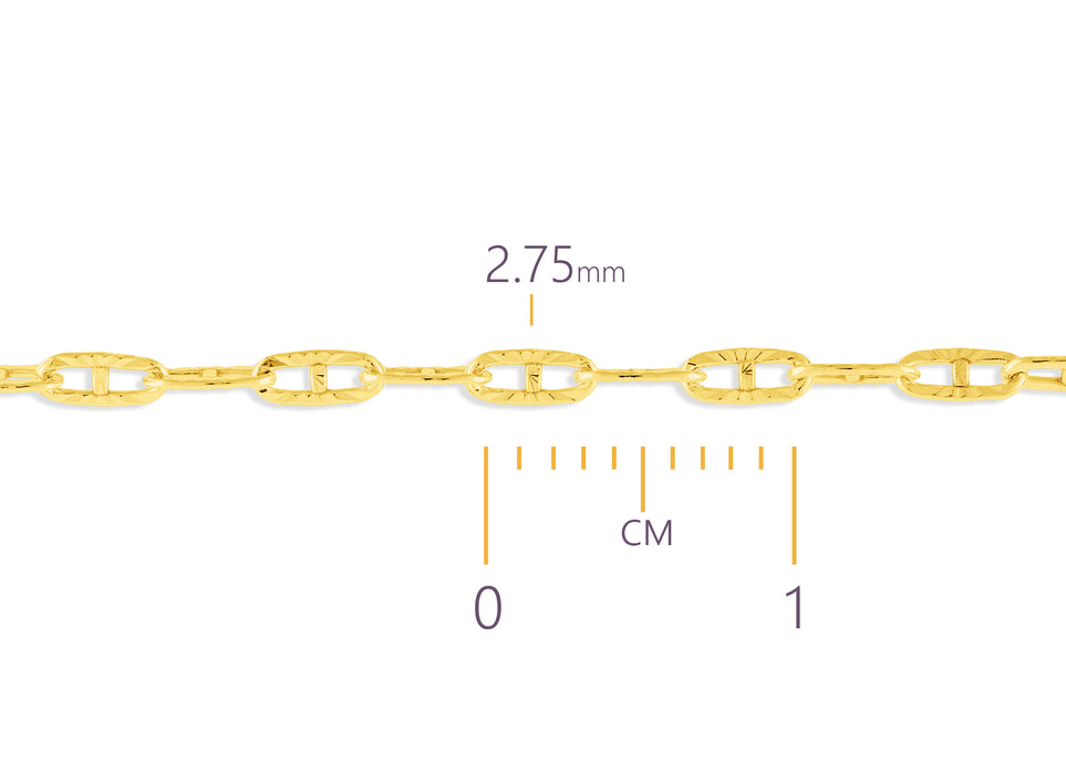 2.75mm Textured Mariner Chain By the Inch