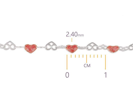 Sterling Silver Enamel 4mm Enamel Stylized Heart Chain RIVA Precision 