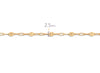 Gold chain with a close-up of a link showing '2.5 mm' on a white background