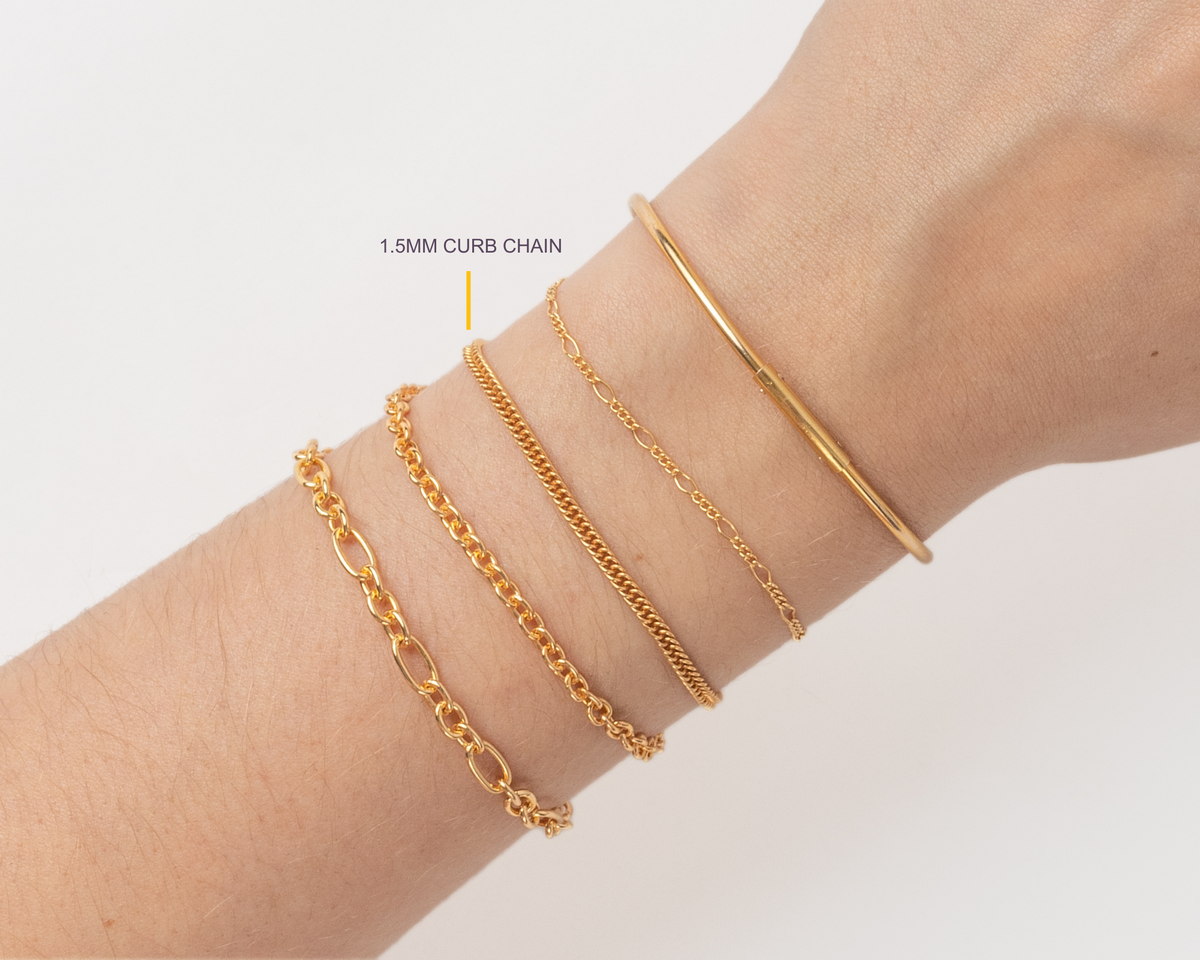 Gold Filled 1.5mm and 5mm Curb Chain RIVA Precision
