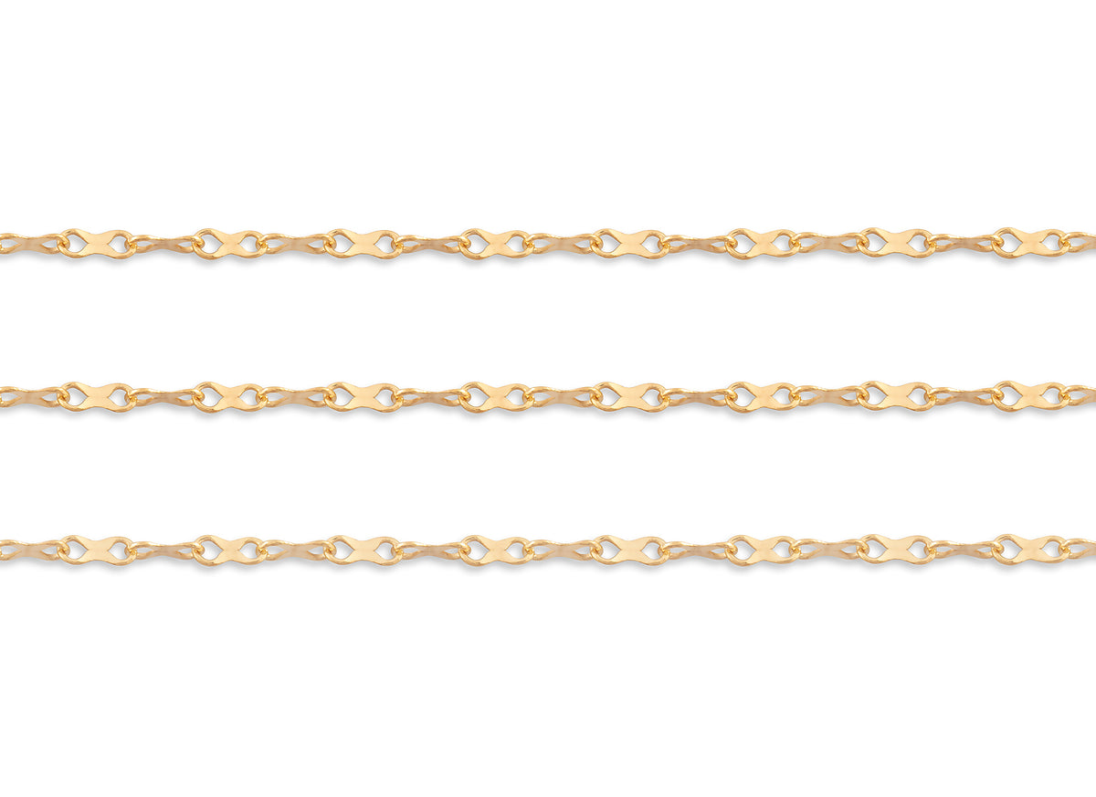 Gold Filled 1.99mm Hammered Infinity Chain by the Inch RIVA Precision 