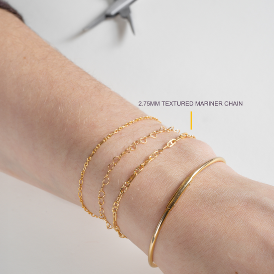 Gold Filled 2.75mm Textured Mariner Chain RIVA Precision 