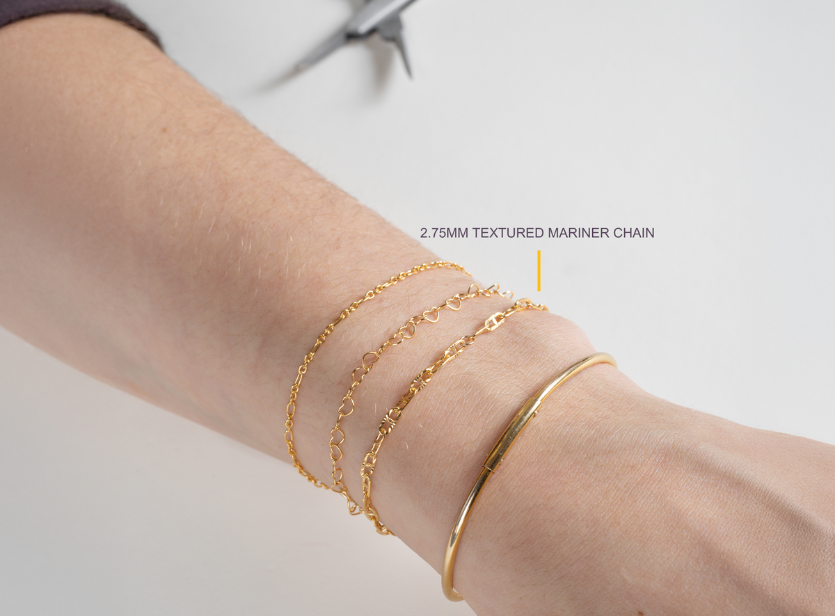 Gold Filled 2.75mm Textured Mariner Chain RIVA Precision 