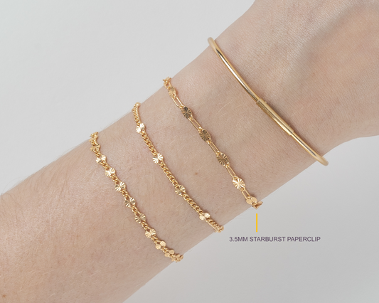 Gold Filled 3.50mm Starburst Paperclip Chain RIVA Precision 