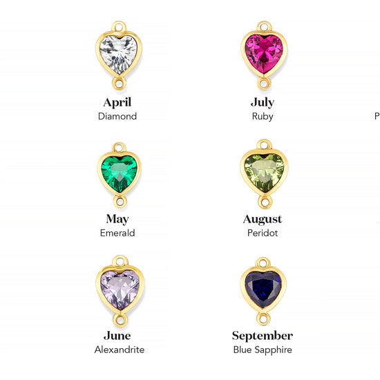 14K Yellow Gold Heart Synthetic Birthstone Vertical Bail Connector RIVA Precision 