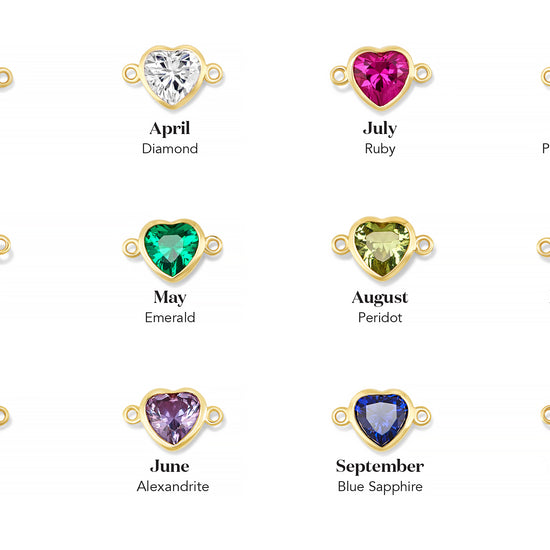 14K Yellow Heart Synthetic Birthstone Horizontal Bail Connector RIVA Precision 