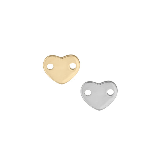 Heart Shape Connector Charm (High Polish) Heart Link Charm Heart Shaped Jewelry Connector High Shine Heart Charm DIY Jewelry Heart Charm Heart Pendant Connector 14K Yellow Gold 14K White Gold permanent jewelry