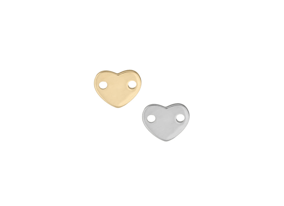 Heart Shape Connector Charm (High Polish) Heart Link Charm Heart Shaped Jewelry Connector High Shine Heart Charm DIY Jewelry Heart Charm Heart Pendant Connector 14K Yellow Gold 14K White Gold permanent jewelry