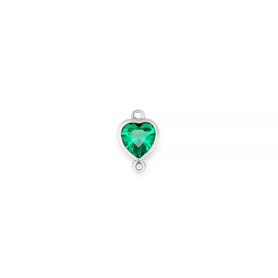 14K White Gold Heart Synthetic Birthstone Vertical Bail Connector RIVA Precision 