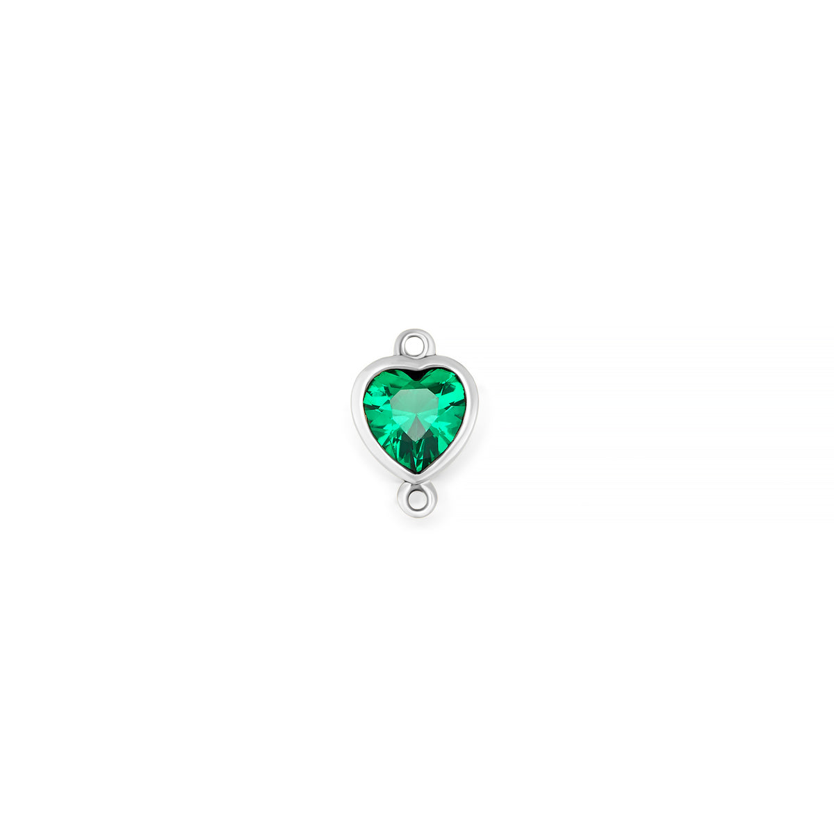 14K White Gold Heart Synthetic Birthstone Vertical Bail Connector RIVA Precision 