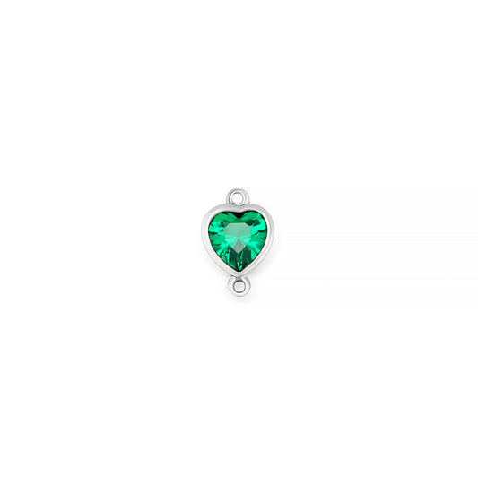14K White Gold Heart Synthetic Birthstone Vertical Bail Connector RIVA Precision 
