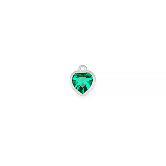 14K White Gold Heart Synthetic Birthstone Charm RIVA Precision