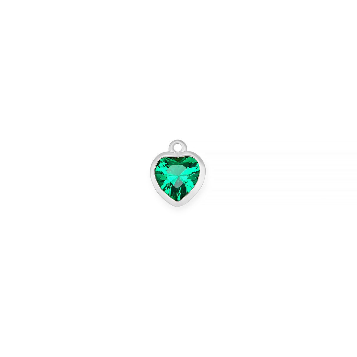 14K White Gold Heart Synthetic Birthstone Charm RIVA Precision
